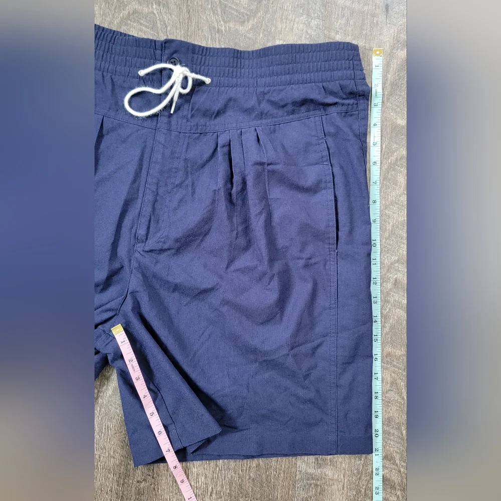 Vintage 80's/90's Drawstring High Waist Shorts Women's 16 Blue Pleated Waist Tie